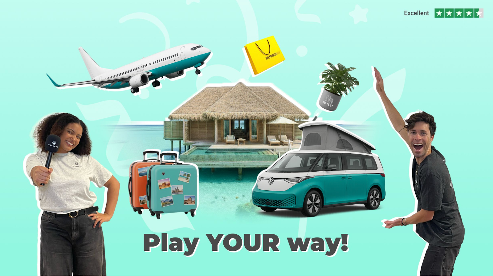 Examples of prizes available on DAYMADE, play your way!